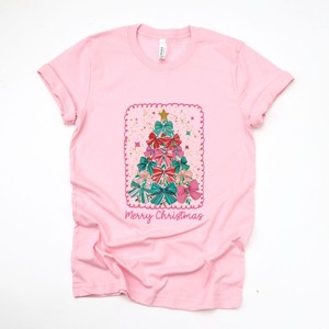 Merry Christmas Bow Tree - Women's Short Sleeve Graphic T-Shirt - 1 of 4