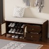 PAGED Arched Shoe Bench with 2 Drawers & 2 Rattan Door, Adjustable Shelf Ottoman with Storage, Vintage Entryway Storage Bench with Cushion - 2 of 4