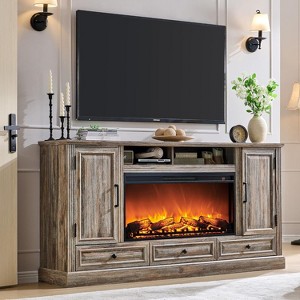 SinCiDo 35.7″ Tall Farmhouse Fireplace TV Stand for 80 Inch TV, 36″ Electric Fireplace, Entertainment Center w/ Cabinets & Drawers - 1 of 4