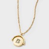 14K Gold Dipped Crystal and Mother of Pearl Circle Spinner Initial Necklace - A New Day™ - 4 of 4
