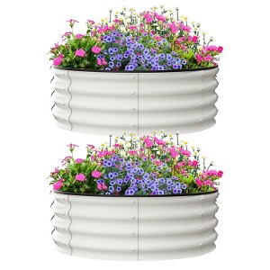 ODK Raised Garden Beds Outdoor, 2 Pack Galvanized Raised Garden Bed for Gardening, Round Metal Planter Box for Planting Plants Vegetables and Flower - 1 of 4
