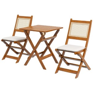 Resenkos 3 Piecess Wicker Patio Furniture Set, Porch, Backyard, Garden, 
Wood Frame And PE Rattan,Brown - 1 of 4