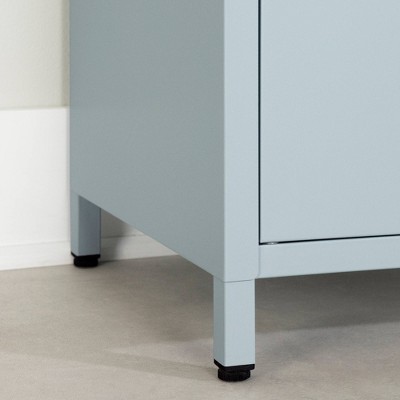 Light Blue Metal 1-Door Nightstand with Open Shelf