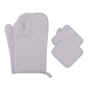 REGALWOVEN Cotton Heat Resistant Oven Mitts 2 Pcs with Pot Holders 2 Pcs 13.8x4.7inch - 1 of 4