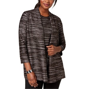 Kasper Womens Black/White Knit Cardigan Sweater - 1 of 1