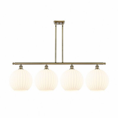 White Venetian - 4 Light Stem Hung Island In Modern Style-14 Inches Tall and 50.25 Inches Wide