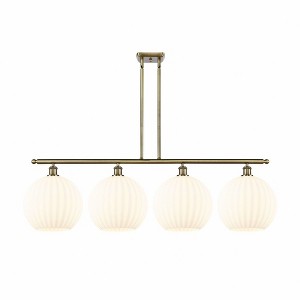 White Venetian - 4 Light Stem Hung Island In Modern Style-14 Inches Tall and 50.25 Inches Wide - 1 of 1