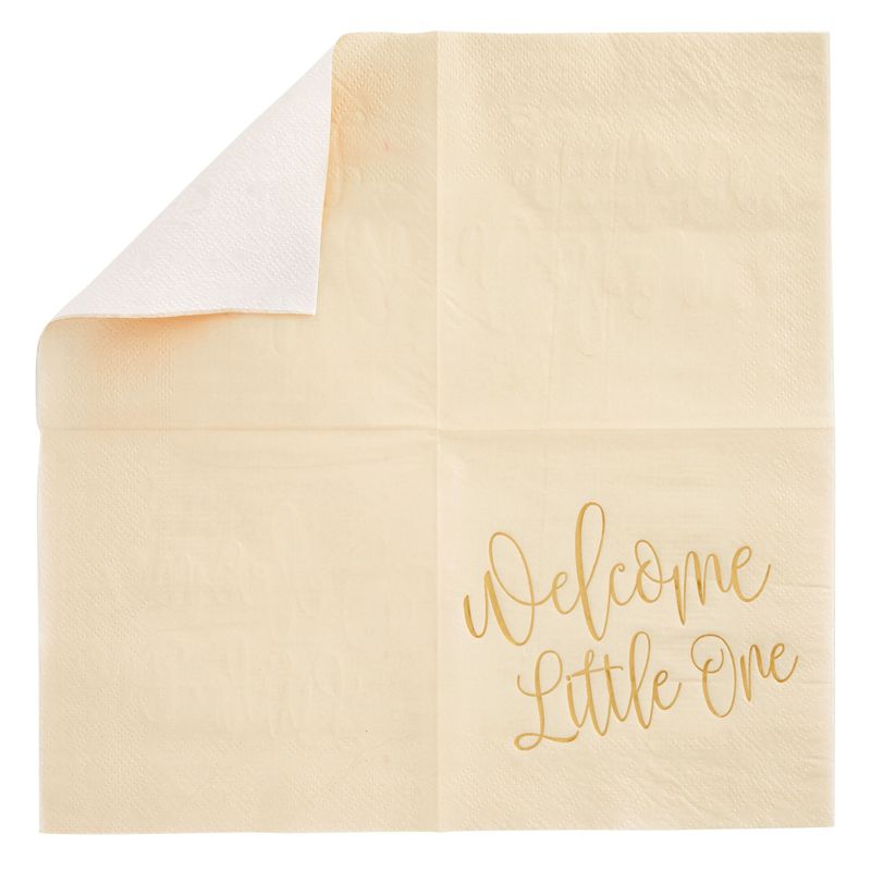 Blue Panda 50 Pack Pink Baby Shower Napkins – “Welcome Little One” Baby Shower Decorations (5x5 In), 3 of 8