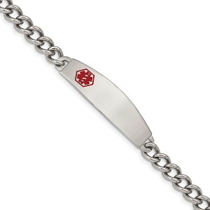 Black Bow Jewelry Men's Stainless Steel Red Enamel Medical I.D. 8.5 Inch Bracelet - 1 of 4