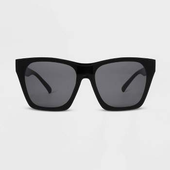 Women's Shiny Plastic Shield Sunglasses - Universal Thread™ Black