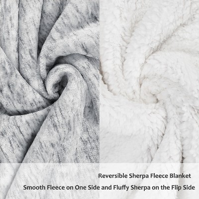 Melange Grey Reversible Sherpa Fleece Throw Blanket 50x60
