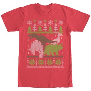 Men's Lost Gods Ugly Christmas Dinosaurs T-Shirt - 1 of 4