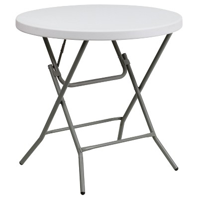 Emma and Oliver 2.63-Foot Round Granite White Plastic Folding Table - Event Table