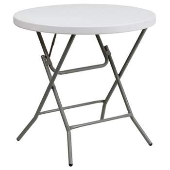 Flash Furniture 2.63-Foot Round Granite White Plastic Folding Table