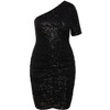 Women's Plus Size Angelina Asymmetrical Neck Ruched Dress - black | CITY CHIC - 4 of 4