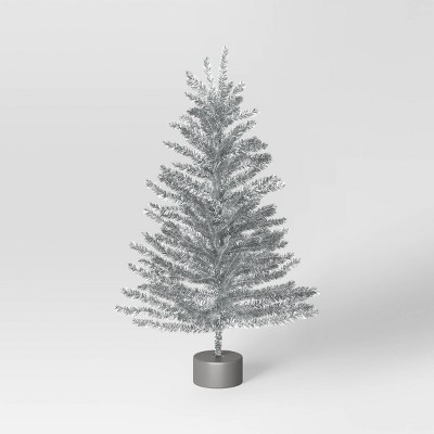 24" Unlit Tinsel Mini Artificial Christmas Tree Silver - Wondershop ...