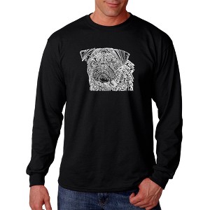 LA Pop Art Men's Word Art Long Sleeve T-shirt - Pug Face - 1 of 4