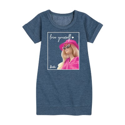 - Barbie - Love Yourself Graphic Short Sleeve Fleece Dress