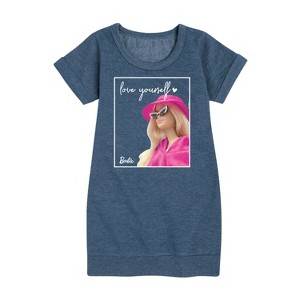 - Barbie - Love Yourself Graphic Short Sleeve Fleece Dress - 1 of 4