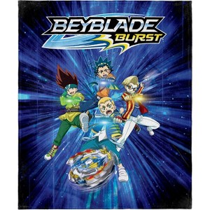 Intimo Beyblade Burst Rise Spinner Tops Launch Time Anime Characters Silk Touch Plush Throw Blanket Blue - 1 of 4