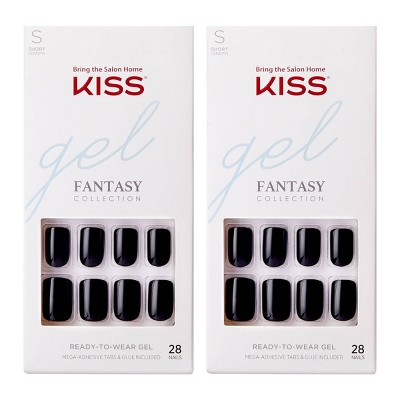 Kiss Gel Fantasy Ready-to-Wear Gel Nails - Black - 2pk - 56ct