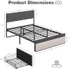 homfan Modern Simple Platform Bed  with Linen Upholstered Headboard and Footboard - 2 of 4