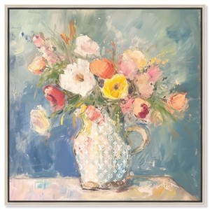 Art Remedy Vase of Spring Flowers Chic Farmhouse Wall Art Framed - 1 of 4