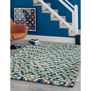 Unique Loom Felt Ball Collection Area Rug - Cloud - 1 of 4
