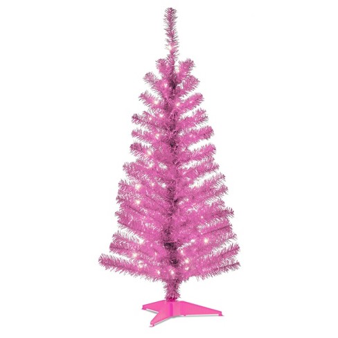 6 COLORS Pre-Lit 4' Tinsel Artificial Christmas Tree with Clear lights 