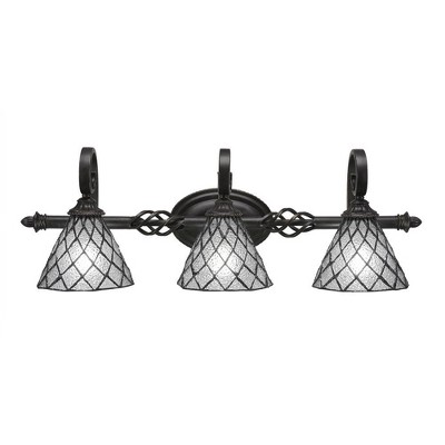 Toltec Lighting Elegante 3 - Light Vanity in  Dark Granite with 7" Diamond Ice Art Glass Shade