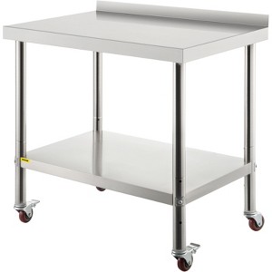 VEVOR Stainless Steel Prep Table, 30 x 24 x 35 Inch, 440lbs Load Capacity Heavy Duty Metal Worktable, Silver - 1 of 4