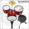 Gammon 3-Piece Junior Drum Set, Beginner Drum Kit with Throne, Cymbal, and Drumsticks - 3 of 4