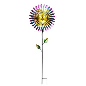 Metal Daisy Wind Spinner Garden Stake - Alpine Corporation: Outdoor Decor, Freestanding Iron Display - 1 of 4