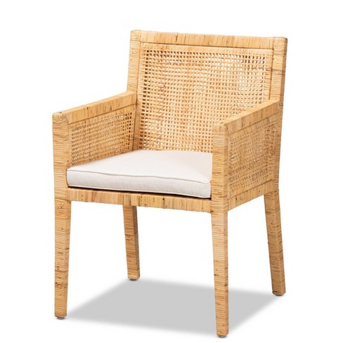 Karis Wood and Rattan Armchair Natural White bali pari