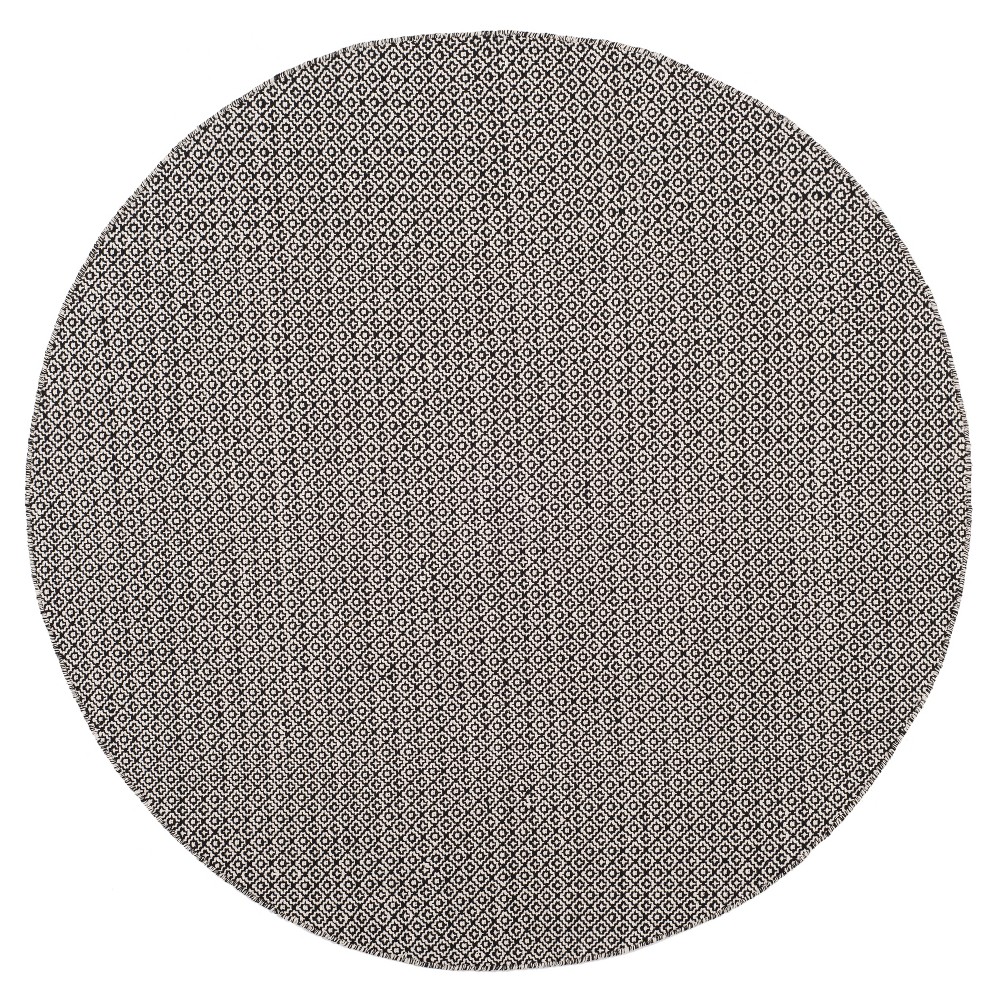 Ivory/Black Geometric Flatweave Woven Round Area Rug 6' - Safavieh