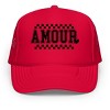 Simply Sage Market Amour Distressed Checkered Foam Trucker Hat - Adult - Red - 2 of 4