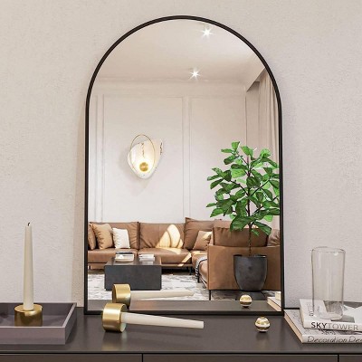 24"x36" Arched Bathroom Mirror, Metal Frame Wall Mirror with Shatterproof HD Glass, Easy Wall Mount Design - Cuddlewood