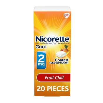 Nicorette 2mg Stop Smoking Aid Nicotine Gum - Fruit Chill - 20ct