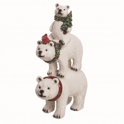 Transpac Resin Multicolor Christmas Stacked Polar Bear Decor