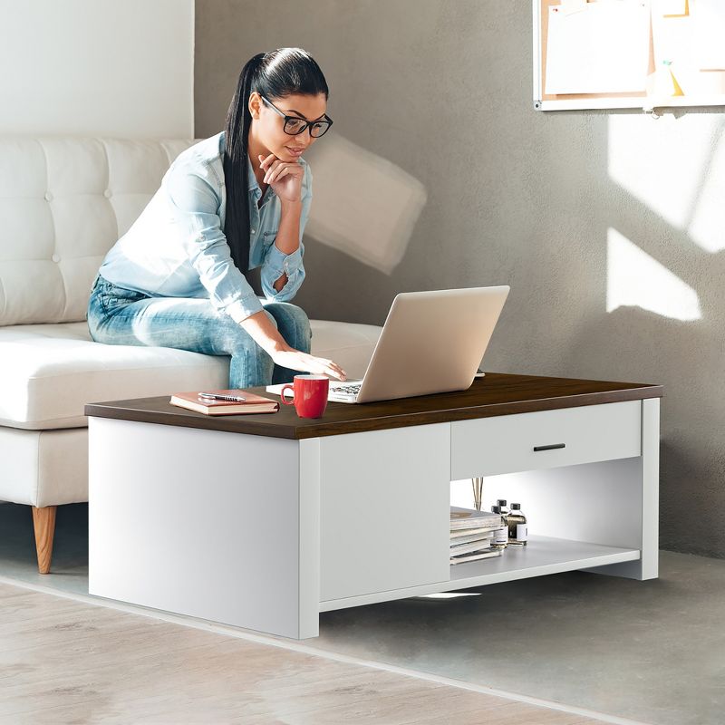 Costway Modern Coffee Table Living Room Coffee Table W/ Storage Drawers & Compartments, 5 of 11