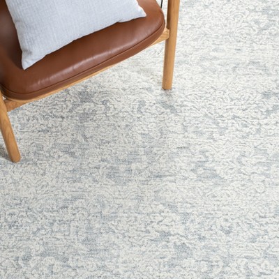 Light Gray Floral Hand-Tufted Wool Runner Rug