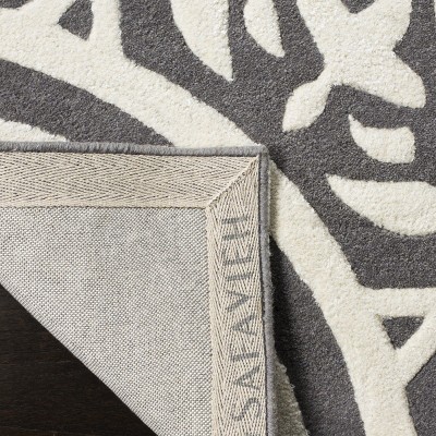 Hand-Tufted Dark Grey and Ivory Wool Area Rug, 6' x 9'