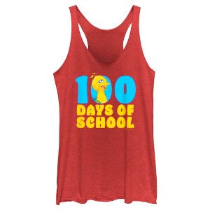 Women's Sesame Street Big Bird 100 Days of School Racerback Tank Top - 1 of 4