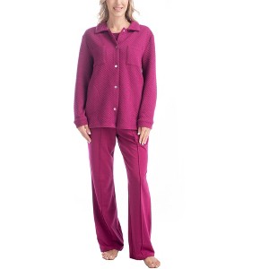 MUK LUKS Women's Quilted Shacket 3 Piece Pajama Set - 1 of 2