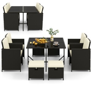 Tangkula 9PCS Outdoor Dining Furniture Set Conversation Set w/ Cushioned Seat Patio - 1 of 4