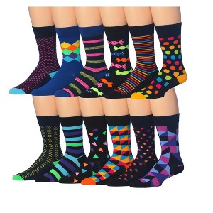James Fiallo Men's 12 Pairs Midnight Spectrum Colorful Elegant Funky Unique Pattern Dress Socks - 1 of 4