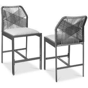 Best Choice Products Set of 2 Indoor Outdoor Counter Height Barstools w/ All-Weather Rope & Aluminum - 1 of 4