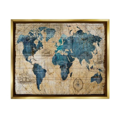 Stupell Industries Vintage Abstract World Map Design