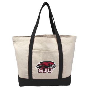 Saint Josephs University Primary Logo Canvas Tote Bag With External Pocket, Reusable Shoulder Bag for Shopping, School, Beach - 1 of 4