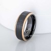 Jewelry Avalanche Mens Black & Rose Gold Tungsten Carbide Wedding Band, Comfort-fit, Stepped Edge, 8mm - 2 of 4